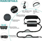 [New Upgraded] Premium Hands-Free Dog Leash – Retractable Bungee with Padded Handles, Phone Pouch & Poop Bag Dispenser (Large Dogs 25–120 lbs)