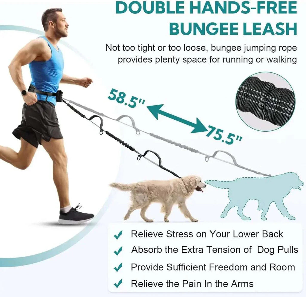 Premium hands-free  dog leash with tangle-free design for walking two dogs at once.