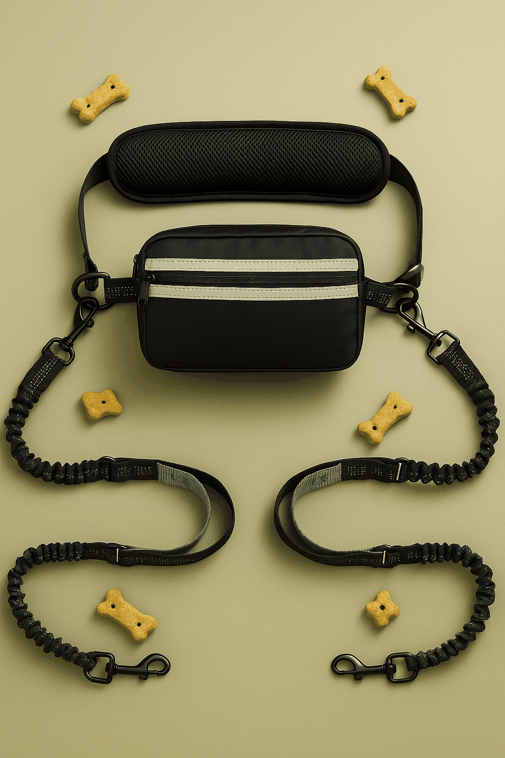 Hands-free dog leash with pouch and adjustable belt for running and walking, suitable for dogs and puppies.