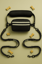 Hands-free dog leash with pouch and adjustable belt for running and walking, suitable for dogs and puppies.