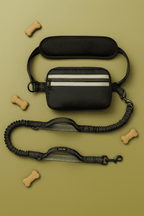 Hands-free dog leash with pouch and adjustable belt for running and walking, suitable for dogs and puppies.