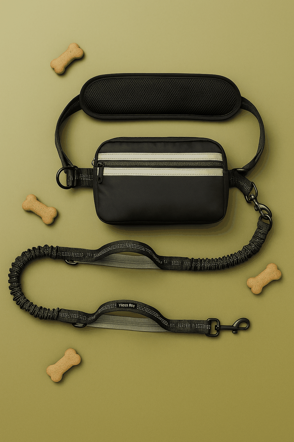 Hands-free dog leash with pouch and adjustable belt for running and walking, suitable for dogs and puppies.