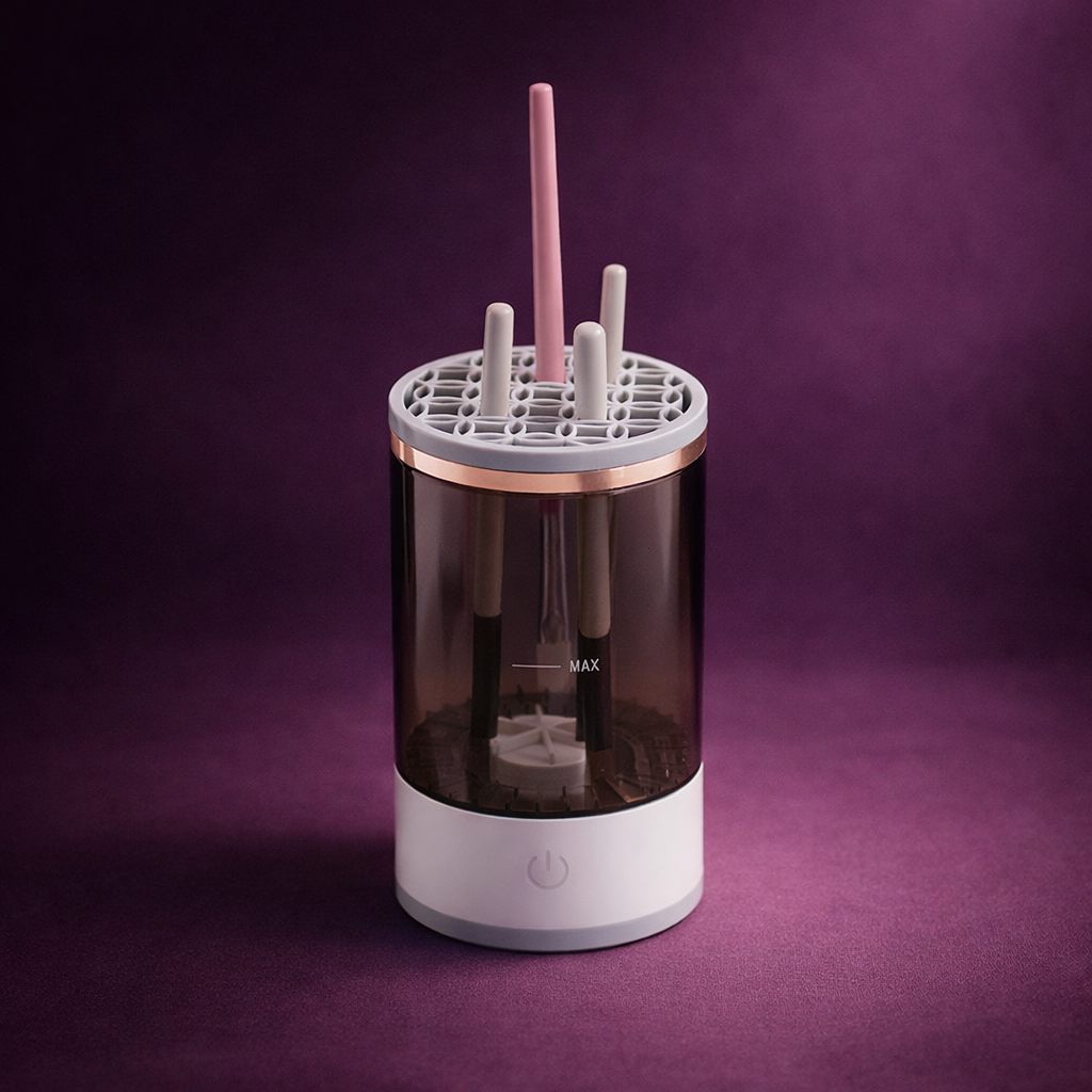 Electric Makeup Brush Cleaner™ What Used to Take Hours Now Takes Seconds.
