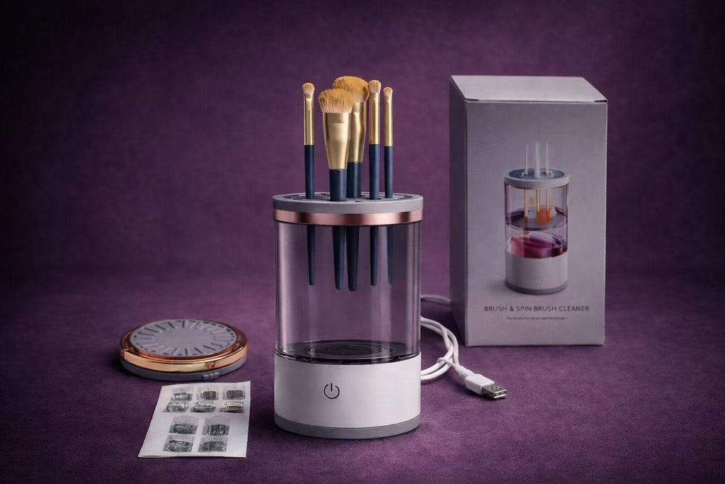 Electric Makeup Brush Cleaner™ What Used to Take Hours Now Takes Seconds.